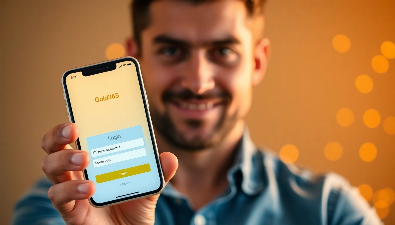 Gold365 ID registration process on mobile, showing secure login with icons, highlighting trust and ease of use for online betting.